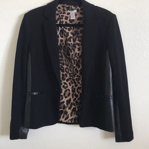 CACHE BLACK BLAZER with cheetah lining